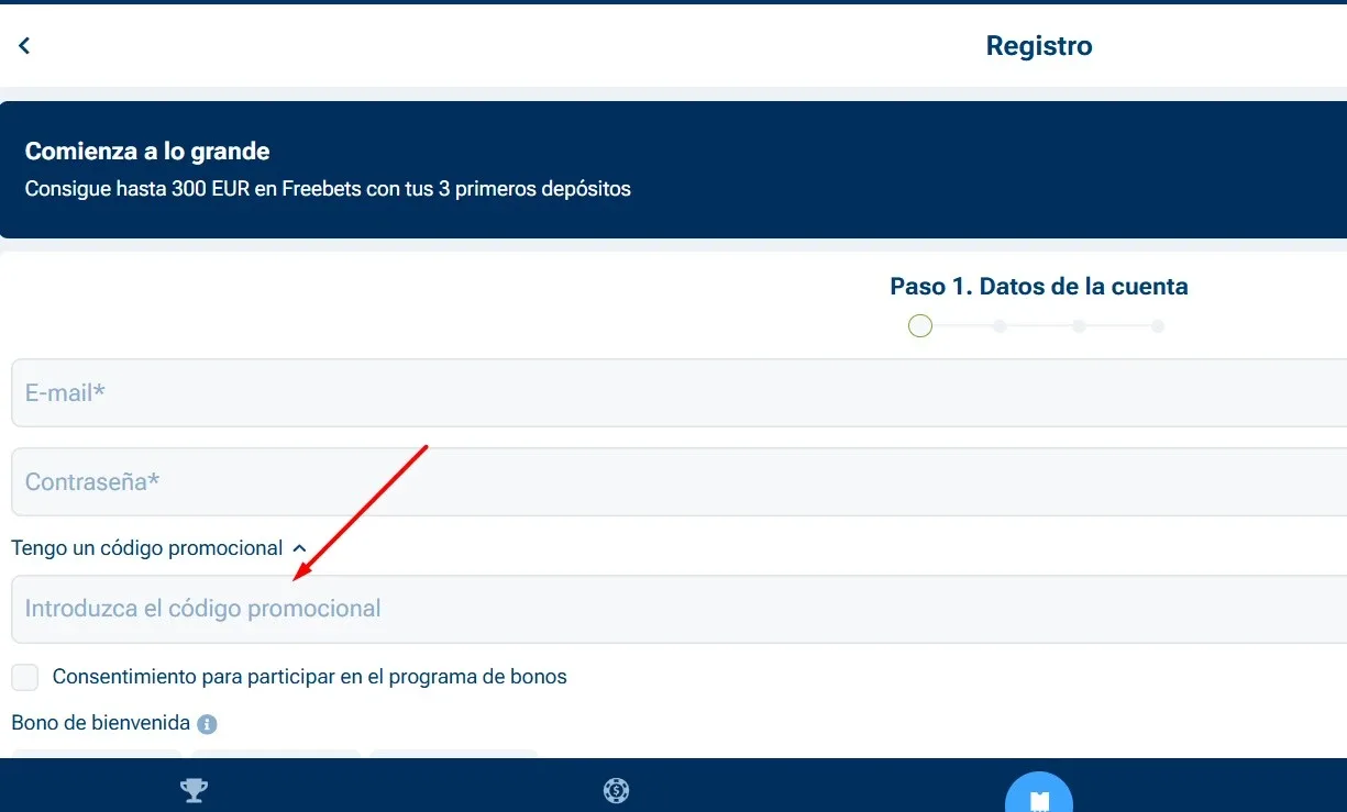 Introduce código promocional 1xBet aquí