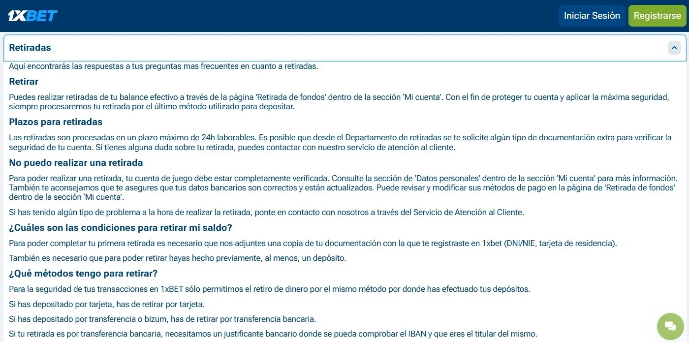 Gestión de fondos en 1xBet móvil