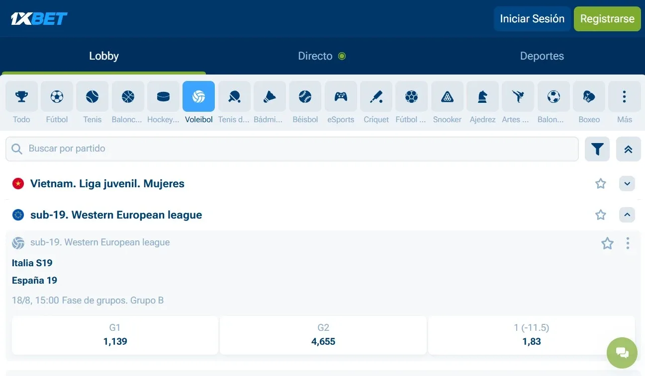 1xBet accesible en navegador para PC