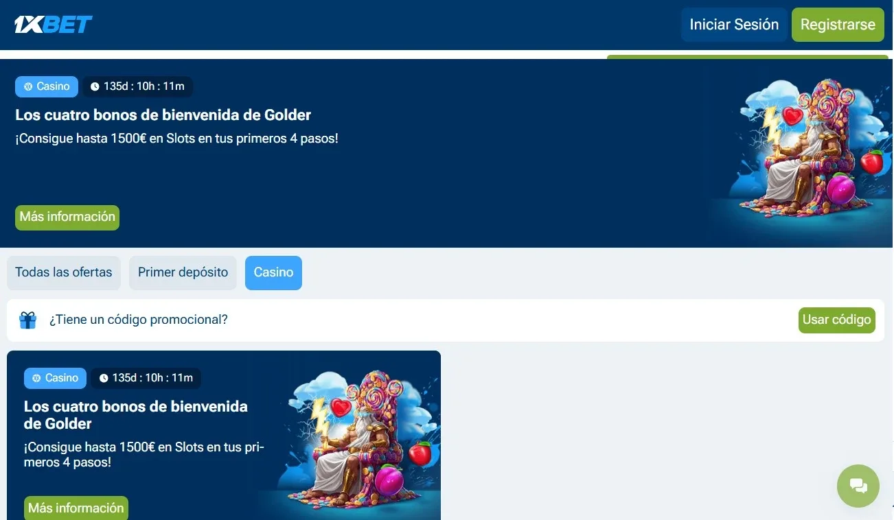 Promoción de casino 1xBet