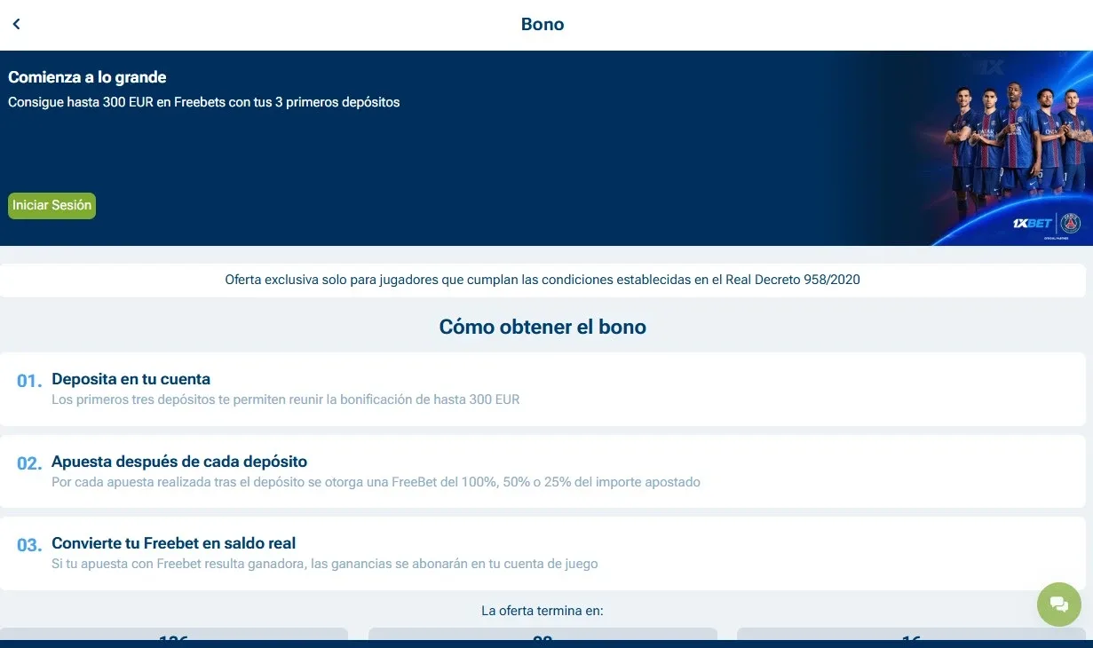 Activa tu bienvenida en 1xBet